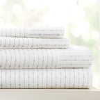 Linen Market Double-Brushed Patterned Microfiber California King Sheet Set 4 Piece – Oeko-TEX Certified Ultra Soft & Wrinkle-Free - 16" Deep Pocket Sheets Easy Care Cal-King Size - Beaded Arrows Gray