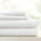 Linen Market Double-Brushed Patterned Microfiber Full Sheet Set 4 Piece – Oeko-TEX Certified Ultra Soft & Wrinkle-Free - 16" Deep Pocket Sheets - Easy Care Full Size - Beaded Arrows Light Gray