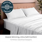 Mellanni California King Sheets Set - 4 PC Iconic Collection Bedding - Hotel Luxury, Extra Soft, Cooling Bed Sheets - Wrinkle, Fade, Stain Resistant (Cal King, White)