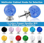 12 Pcs 30mm Round Shape Bubble Crystal Glass Cabinet Knobs with Screws Drawer Knob Pull Handle Used for Kitchen, Dresser, Door, Cupboard (Light Blue)