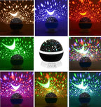 Borelor Star Night Light for Kids, 12 Color Changing Lights Modes with USB Cable, 360°Rotating Moon Star Projector Desk Lamp for Bedroom Party Decor & Girls Birthday Gift (Black)