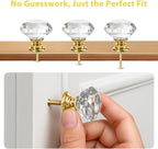 DEELF 26 Packs Kitchen Cabinet Knobs, 30 mm Crystal Cabinet Knobs Diamond Dresser Handle Drawer Pulls, Dresser Knobs for Cabinets and Drawers, Gold Base