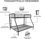 DHP Dusty Metal Bunk Bed with Secured Ladders, Twin/Full, Black
