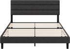 ZINUS King Piper Upholstered Platform Bed with Horizontal Paneled Headboard, Wooden Slat Support, No Box Spring Needed, Easy Assembly, Eco Friendly Packaging, Dark Grey