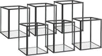 Phosphor Set of 6 PCS Small Glass Hurricane Camdle Holder, Black Candle Holder for Wedding, Party, Holiday.