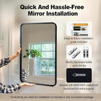 ANDY STAR Matte Black Mirror for Bathroom, 20x28 Inch Rounded Rectangle Mirror, Modern Vanity Mirror Tube Metal Frame HD Reflection Wall-Mounted Mirrors Vertically or Horizontally