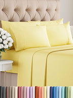 King 6 Piece Sheet Set - Comfy Breathable & Cooling - Ultra Soft Hotel Luxury Bedding Set w/ 8-16 Inch Deep Pockets - 1 Flat & 1 Fitted Sheet & 4 Pillowcases - Cozy, Wrinkle Free & Easy Care - Yellow