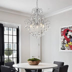 WUZUPS Crystal Chandelier 5-Light Pendant Ceiling Light Modern Lighting Fixture for Bedroom Hallway Bar Kitchen Bathroom, H 22.6'' x W 19.2'', E12 Base, Chrome