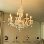 E12 Candle Light Bulbs 60W, Dimmable Warm White 2700K Chandelier Light Bulbs for Ceiling Fan or Pendants, CA10 Clear Candelabra Gold Base Bulbs, 12 Pack