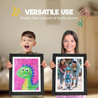 Zenacolor Kids Artwork Frames Changeable - Front-Opening to Display & Store 100 pcs - Set of 3 Kids Art Frame Includes Wall Hooks & Stand - 10x12.5cm - Black
