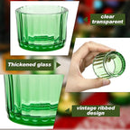 Mumufy 100 Pack Glass Tealight Candle Holder Ribbed Votive Candle Holder for Centerpiece Wedding Proposal Spa Aromatherapy Meditation Home Decor (Green)