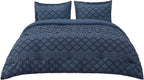 Bedsure Oversized Queen Comforter Set - Navy Blue Comforter, Boho Tufted Shabby Chic Bedding, 3 Pieces Vintage Farmhouse Bed Set for All Seasons, Fluffy Soft Bedding with 2 Pillow Shams