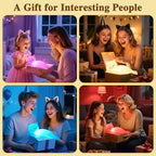 Lying Flat Cat Lamp Cat Gifts, 16 Colors+5 Dimming+Silicone Cute Lamp, Touch+Remote Control+Rechargeable Night Light for Kids, Fun & Cool Weird Stuff Random Stuff, White Elephant Gifts for Adults/Kids