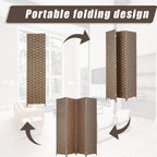 Room Divider Wood Screen 4 Panel Wood Mesh Woven Design Room Screen Divider Folding Portable Partition Screen Screen Wood for Home Office