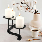 Iron Candle Holder Fireplace: 3 Arms Metal Candelabra Centerpiece Decor - Candle Holder Stand for Candelabra Pillar Candles