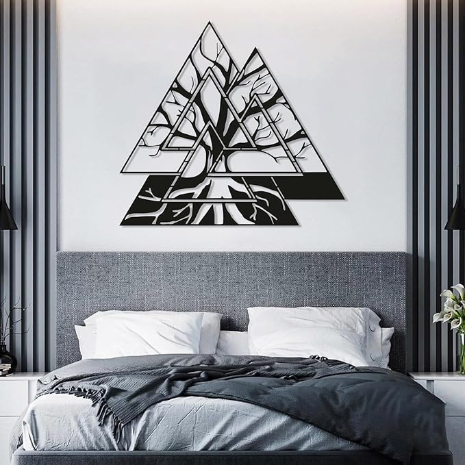 Metal Viking Wall Decor, Tree of Life Metal Wall Art, Norse Viking Decor, Norse Pagan Decor, Pagan Wall Decor, Tree of Life Wall Sculpture, Scandinavian Home Decor, Godly Home Decor (Black, 31"x31"|80x80cm)
