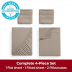 Mellanni Extra Deep California King Sheets - 4 PC Iconic Collection Bedding - Hotel Luxury, Ultra Soft, Cooling Bed Sheets - Wrinkle, Fade, Stain Resistant (Cal King, Tan)