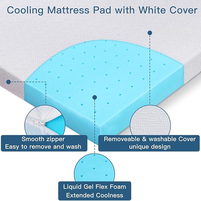 Airensky 4 Inch Memory Foam Mattress Topper, Cooling Gel Infused High Density Full (45"x75") Topper with Removable Skin-Friendly Cover, Bed Topper for Pressure Relief Back Pain, CertiPUR-US Certified
