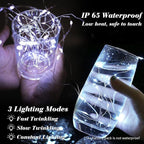 ZGWJ 24 Pack Fairy Lights Battery Operated, 7ft 20 Mini LED Fairy String Lights Silver Wire 3 Modes for DIY, Parties, Wedding, Bedroom, Halloween Christmas Decoration Silver White