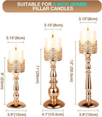 Candle Holders for Pillar Candles Set of 3 Gold Vintage Tall Candle Holders Decorative Large Table Centerpieces Candle Stand Decor