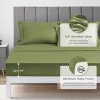 Love's cabin California King Comforter Set Olive Green, 7 Pieces California King Bed in a Bag, All Season Bedding Sets with 1 Comforter, 1 Flat Sheet, 1 Fitted Sheet, 2 Pillowcase and 2 Pillow Sham