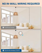 DEWENWILS Wireless Light Switch Kit - No Wiring, 15A High Power, No Wiring, 100FT RF Range, 3 Way Remote Control Wall Switches for Lamps, Ceiling Lights, Fans, 1 Transmitter+1 Receiver