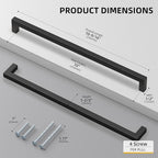 Goldenwarm 2 Pack Black Square Bar Cabinet Pull Drawer Handle Stainless Steel Modern Hardware for Kitchen and Bathroom Cabinets Cupboard,Center to Center 10in(256mm) Black Drawer Pulls