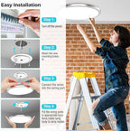 zemty 6Pack LED Ceiling Light Fixture, 6.5-Inch 12W 1200lm Small Flush Mount Light, Adjustable 3000K 4000K 6500K Color Temperatures, Round Flat Recessed Lamp for Kitchen Closet Hallway Laundry, Nickel