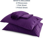 Bedsure California King Sheet Sets, Cooling Sheets for Hot Sleepers, Rayon Derived from Bamboo, Breathable & Soft, Deep Pocket Up to 16 Inches, Hotel Luxury Silky Bedding, Plum