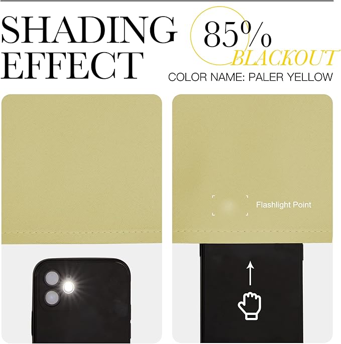 NICETOWN Paler Yellow Blackout Curtains 120" Long for Office, Dining Room, Guest Room, 55" Wide, 2 Pieces, Sound Reducing Heat and Cold Block Curtain Panels for Modern Decorative