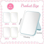 SHENLIU 12 Pack 8" Desktop Makeup Mirror, Portable Folding Vanity Mirror with Stand, 90° Adjustable High-Definition Glass 4 Colors for Travel Bathroom Women Beauty