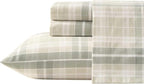 Laura Ashley - Flannel Sheets Full Size, Anti-Pilling & Wrinkle Resistant Cotton, Touchably Soft for All-Season Comfort - Bed Sheets with Matching Pillowcases & Fitted Sheet (Mulholland Plaid Green)