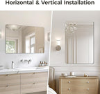 USHOWER Frameless Bathroom Mirror for Over Sink, 24x36 Inch Rectangle Wall Vanity Mirror for Bathroom, Bedroom, Entryway, Polished Edge, Tempered Glass