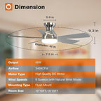 addlon Ceiling Fans with Lights, 42 Inch Low Profile Ceiling Fan with Light And Remote Control, Flush Mount, Reversible, 3CCT, Dimmable, Quiet, Nickel Small Ceiling Fan for Bedroom Indoor/Outdoor Use