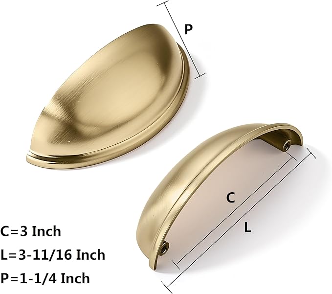 khtumeware 10 Pack 3" Drawer Pulls Champagne Bronze Cabinet Cup Pulls Kitchen Hardware Cabinet Handles Drawer Handles Knobs 3 inch Hole Center