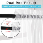 OVZME White Sheer Window Valance Curtains, Light Filtering Kitchen Valances Windows Treatment, Small Voile Sheer Curtains for Living Room/Bathroom/Basement, Top Dual Rod Pocket, 2PCS