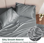 Love's cabin California King Satin Sheet Sets - 4 Piece Dark Grey Silky Sheets Bed Set with Deep Pocket, Luxury Silk Feel Satin Cal King Sheet Set (1 Flat Sheet,1 Fitted Sheet,2 Pillow Cases)