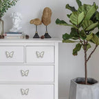 Butterfly Cabinet Knobs,6 Pieces Butterfly Knobs Single Hole Pulls Handles Decorative Door Cabinet Drawer Cupboard Furniture Door Wardrobe (Silver)