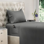 DREAMCARE Twin XL Sheet Sets – 3pcs Cooling Sheets – up to 15” Deep Pocket Twin XL Sheets Set – Hotel Luxury Sheets & Pillowcases – Superior Softness 100% Fine Microfiber with Side Pocket – Dark Gray