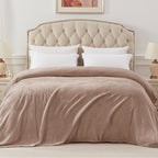 Exclusivo Mezcla Fleece Blanket Twin Size for Bed, Super Soft and Warm, All Season Use, Cozy, Plush, Lightweight, 90x66 Inches, Camel