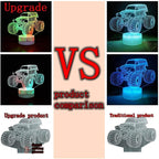 3D Night Lights for Children, Kids Night Lamp, Monster Trucks for Boys, 7 LED Colors Changing Lighting, Car Shape Acrylic Lighting Table Desk Bedroom Decoration, Cool Gifts Ideas Birthday Xmas