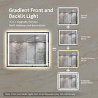 Bathroom Mirror Frame, 48x40 Inch Black Framed Gradient Front and Backlit LED Bathroom Mirror, 3 Colors Dimmable CRI>90, IP54 Enhanced Anti-Fog Wall Mounted LED Mirror