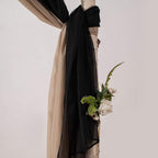MIULEE Luxury Sheer Voile Elegant Topper Long Window Valance Solid Window Treatment Swags Drapes for Window Ceremony Wedding Canopy Bed 54" x 216" Black 1 Piece
