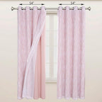 BONZER Mix and Match Curtains - 2 Pieces Branch Print Sheer Curtains and 2 Pieces Blackout Curtains for Bedroom Living Room Grommet Window Drapes, 54x63 Inch/Panel, Blush, Set of 4 Panels