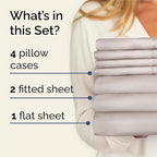 Split King 7 Piece Sheet Set - Comfy Breathable & Cooling - Soft Hotel Luxury Bedding Set with 8-16 Inch Deep Pockets - 1 Flat & 2 Fitted Sheet & 4 Pillowcases - Wrinkle Free & Easy Care - Light Grey