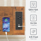 HOOBRO Set of 2 Narrow End Tables with Charging Station, Slim Side Table with 2 Fabric Drawers, Skinny Nightstand with Storage, Slim Bedside Table for Small Spaces, Rustic Brown and Black BF487UBZP201