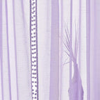 Treatmentex Pom-Pom Sheer Curtains for Girl's Bedroom 84 inches Long Voile Curtain Panels Rod Pocket Lilac 52" w x 2pc