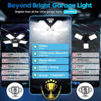 TANBABY Upgrade LED Garage Light, 150W Deformable Ceiling LED Shop Light, 15000LM E26/E27 Garage Lighting with 6+1 Adjustable Panels Bulb for Basement (150W White-Plastic 1 Pack)