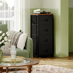 Somdot Dresser for Bedroom with 4 Drawers, Storage Organizer Chest of Drawers with Removable Fabric Bins for Closet Bedside Living Room Laundry Entryway Hallway, Black Rustic Brown