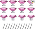 Tomorotec 12-Pack 30mm Crystal Pink Glass Cabinet Drawer Pulls, Diamond Drawer/Cupboard Knobs with Screws, Crystal Knobs w/Silver Base, Home Decor for Kitchen, Dresser, Wardrobe, Desk (1.2 in / 30mm)
